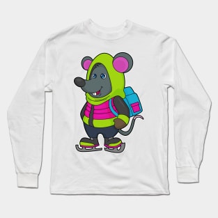 Mouse at Ice skating with Ice skates & Backpack Long Sleeve T-Shirt